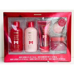 Scent Theory Bath Body Gift Set Womens Pink Red Velvet Berry Creme 5pc NIB